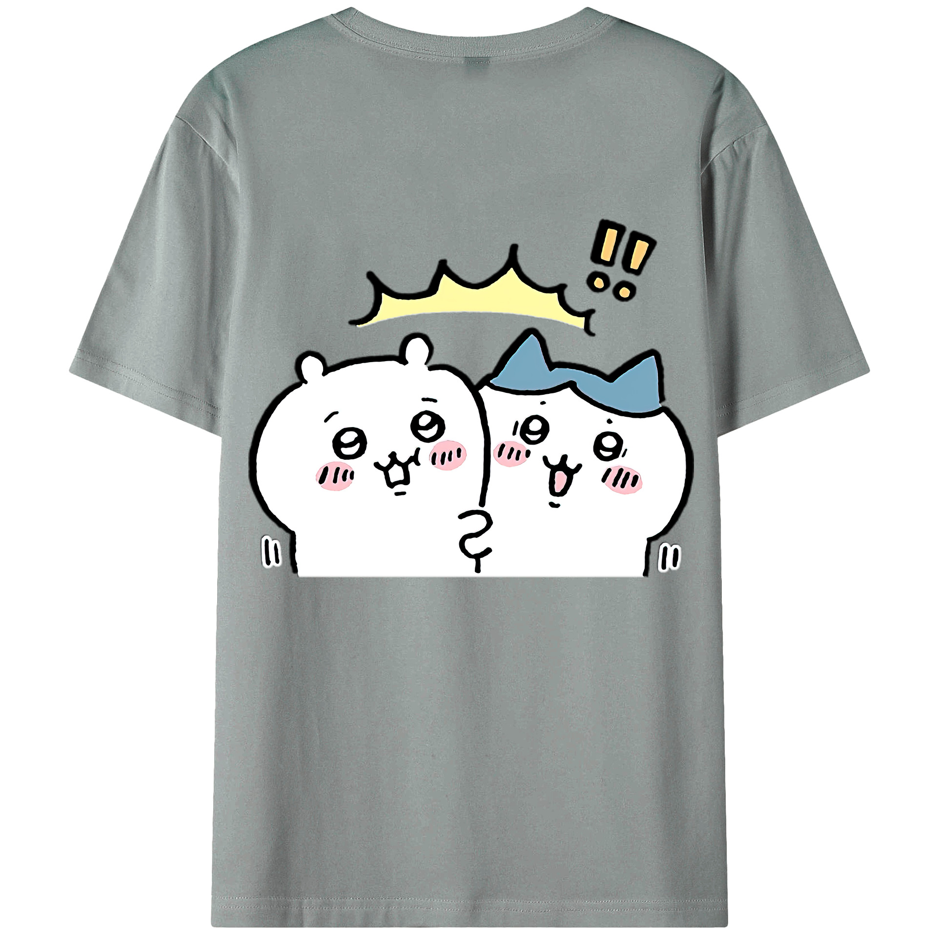 （画像用） ちいかわ ハチワレ Chii-kawa hachiware 綿100％ メンズ半袖Tシャツ（バックプリント） 通気性